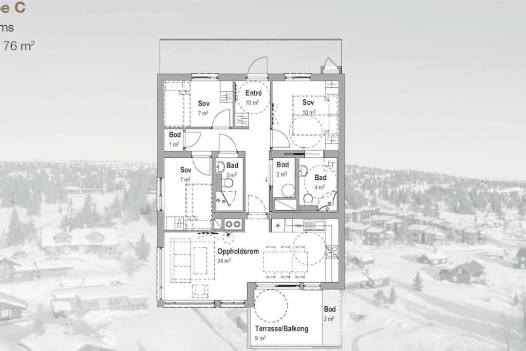 Leilighet Med Panoramautsikt Sjusjoen Innendors Parkering Buitenkant foto